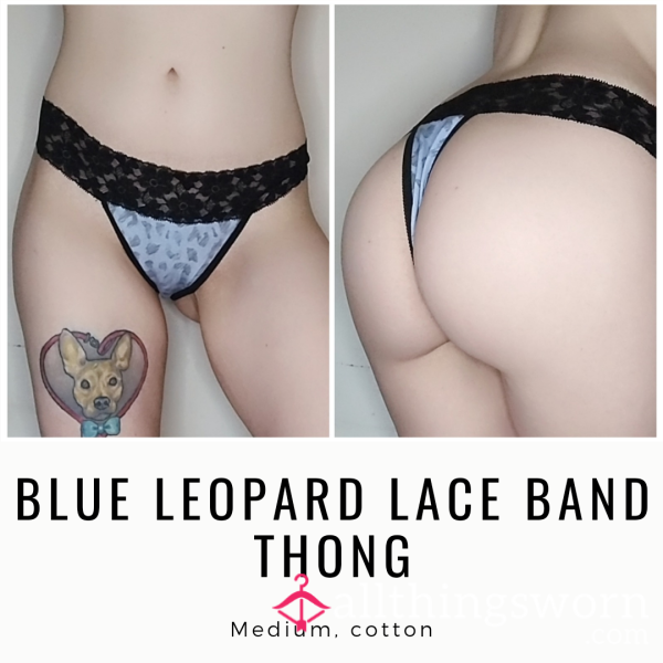 BLUE LEOPARD LACE BAND THONG