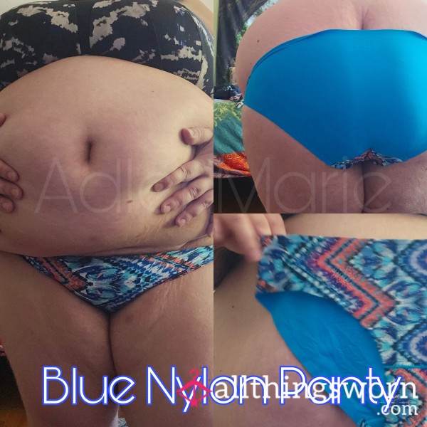 Blue Patterned Nylon Panty