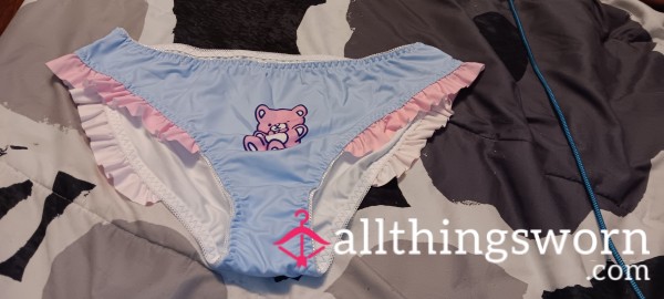Blue & Pink Cotton Teddy Bear 🧸 Full Back Sissy Panties Size- L
