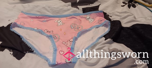 Blue & Pink Kawaii Cartoon Bunny Cotton Full Back Panties Size- XL