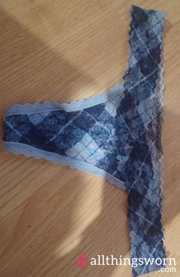 Blue Plaid Thong Worn 2 Days If You Wish Longer Wear Price With Be 5 Extra A Day