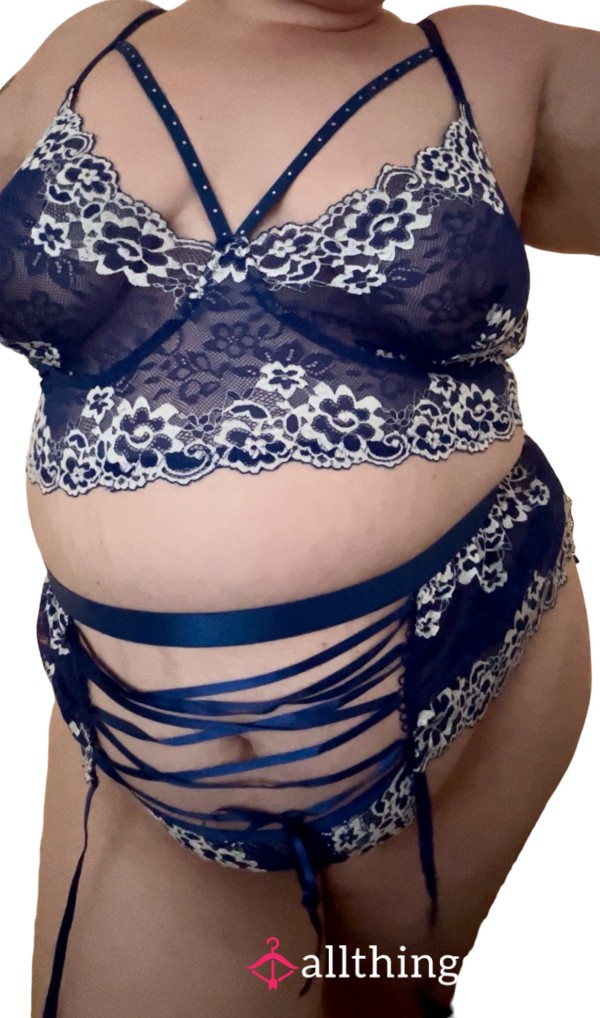 💙 Blue Plus Size Sexy Lacy Lingerie Set 💙