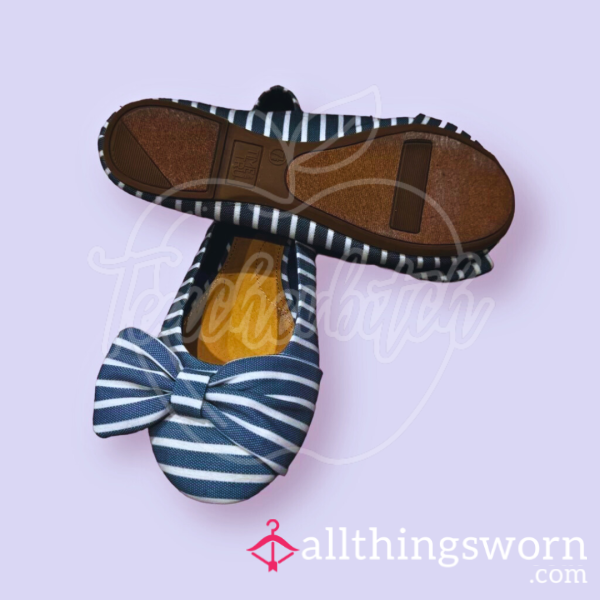 Blue & White Striped Flats | US Size 7.5 | Time & Tru Brand