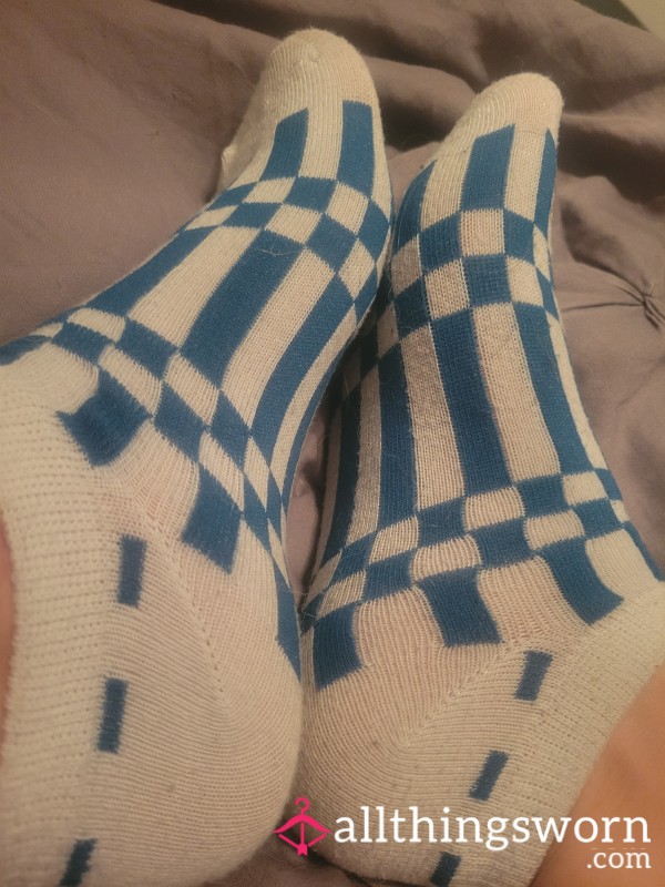 💙Blue&White🤍 Checkered Socks