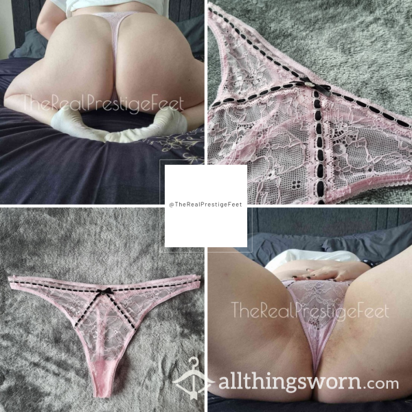 Boux Avenue Lilac Lace Thong With Black Ribbon Detailing | Size 16 | Standard Wear 48hrs | Includes Pics | See Listing Photos For More Info - From £18.00 + P&P