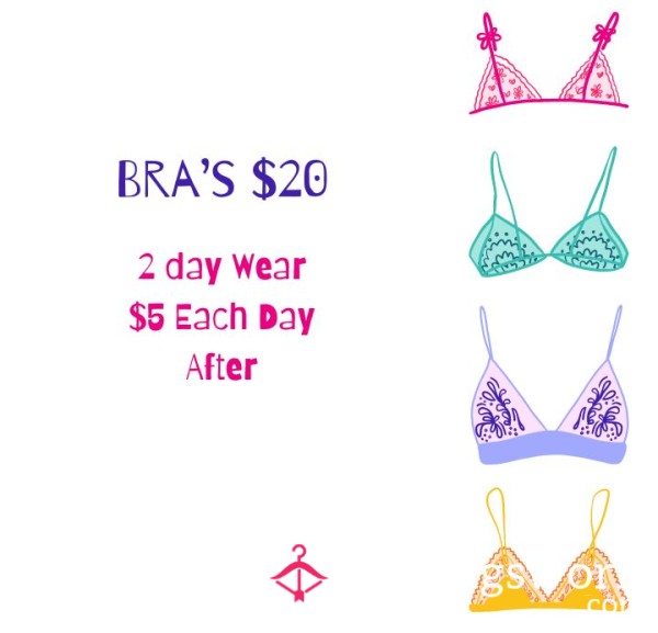 Bra's 2 Day Wear $5 Each Day After Shipping Included