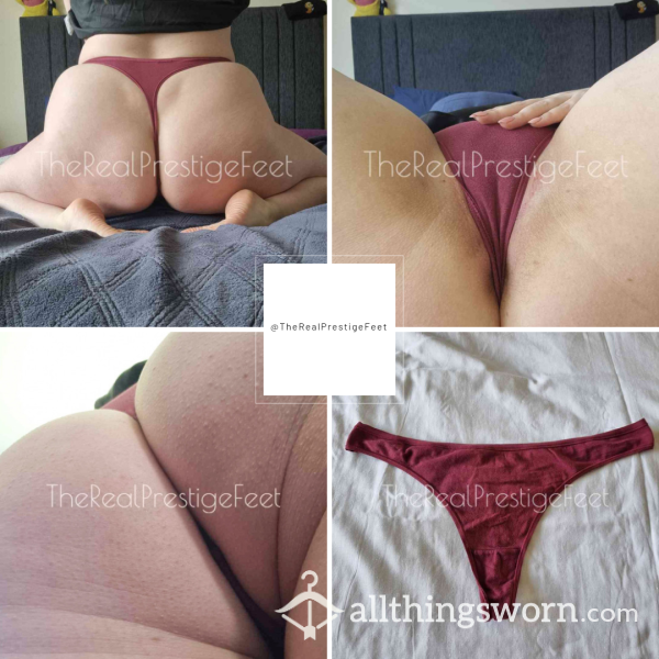 Burgundy Cotton Thong | Size 14-16 | Standard Wear 48hrs | Includes Pics | See Listing Photos For More Info - From £16.00 + P&P