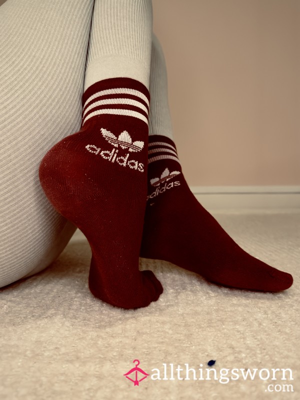 Burgundy Red Adidas Socks 🖤