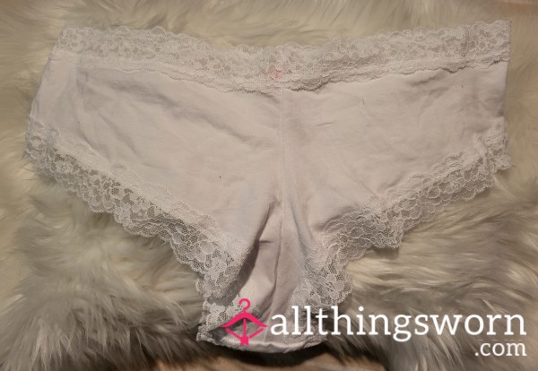 C7: XL White Cotton Victoria Secret Cheeky Panties