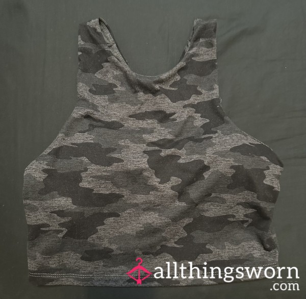 Camo Workout Top With Built In Bra