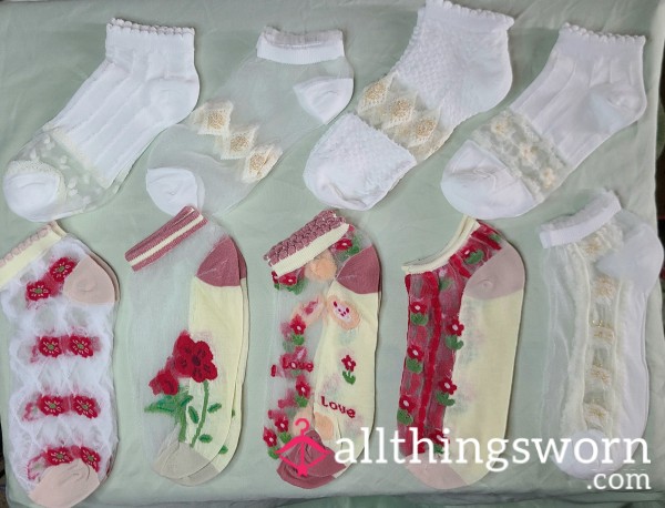 ***Choose Your Pair*** Cute, Sheer, Embellished Ankle/no-show Socks - Worn Just For You!