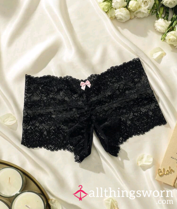 🖤 Cla**y Vintage Black Lace Panties, 3 Day Wear Underwear.🖤