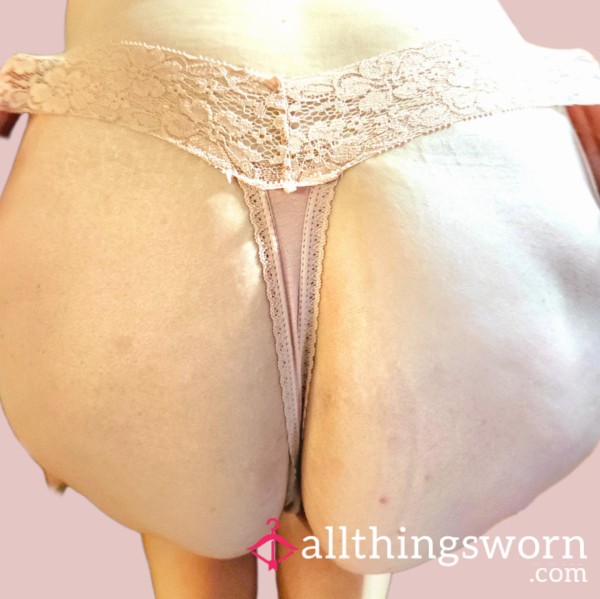 Cotton And Lace Thong - Yellow, Pink, Grey Or Black - Ready For Wear!
