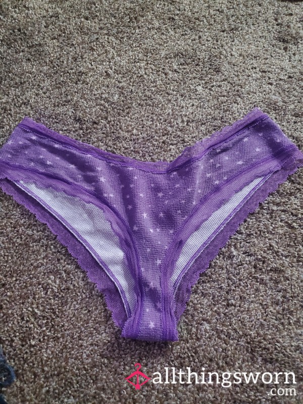 Cotton Cheeky VS Purple Star Panties 💜  (sweaty Workday)