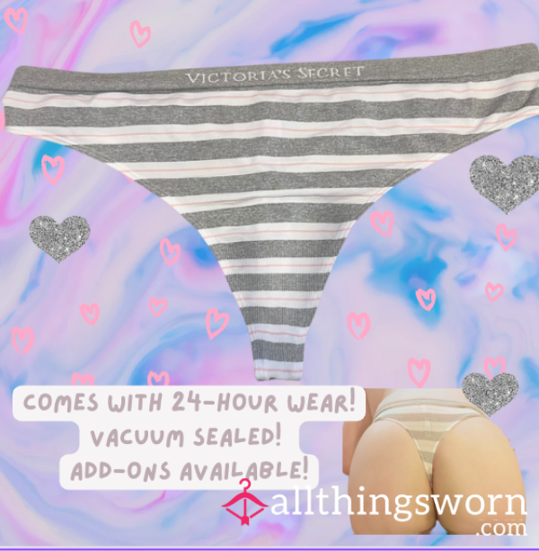 Cotton Grey, Pink, White Thong From Victoria's Secret