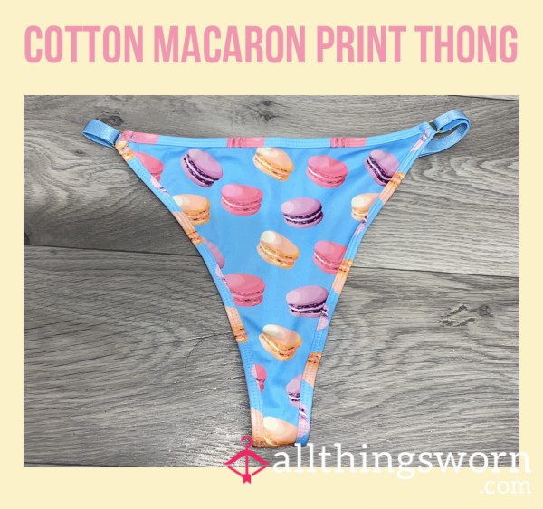 Cotton Macaron Print Thong🩵