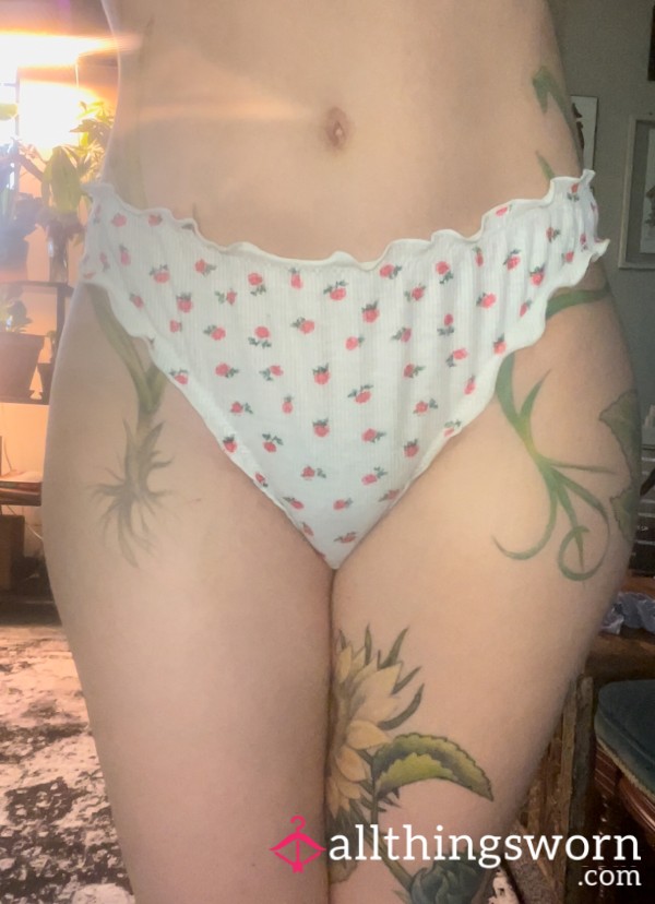Cotton Pink Floral Thong