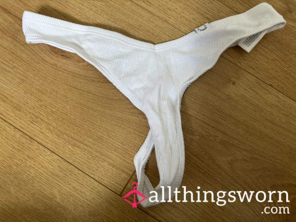 Cotton White Thong