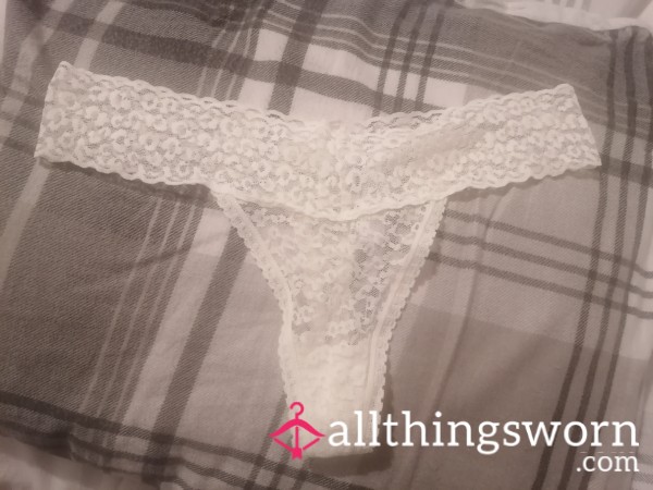 Cream Lacey Thong