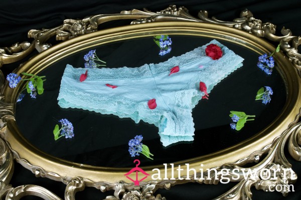 Creamy💦 Light Blue Cheeky Victoria's Secret Cotton Lace Waistband Panty