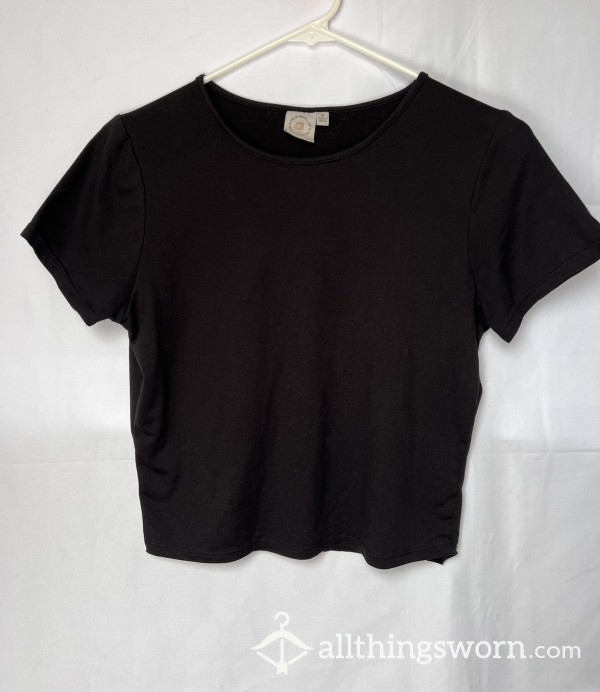 Well Worn Cropped Black T-Shirt