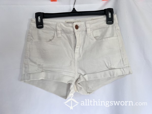 Well Worn White Crotch Stained Jean Shorts Size 4
