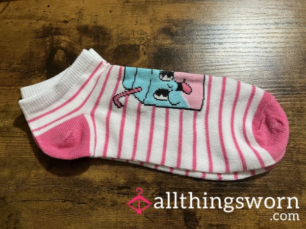 Cute Milk Pink & White Ankle Socks - Includes US Shipping & 24 Hr Wear