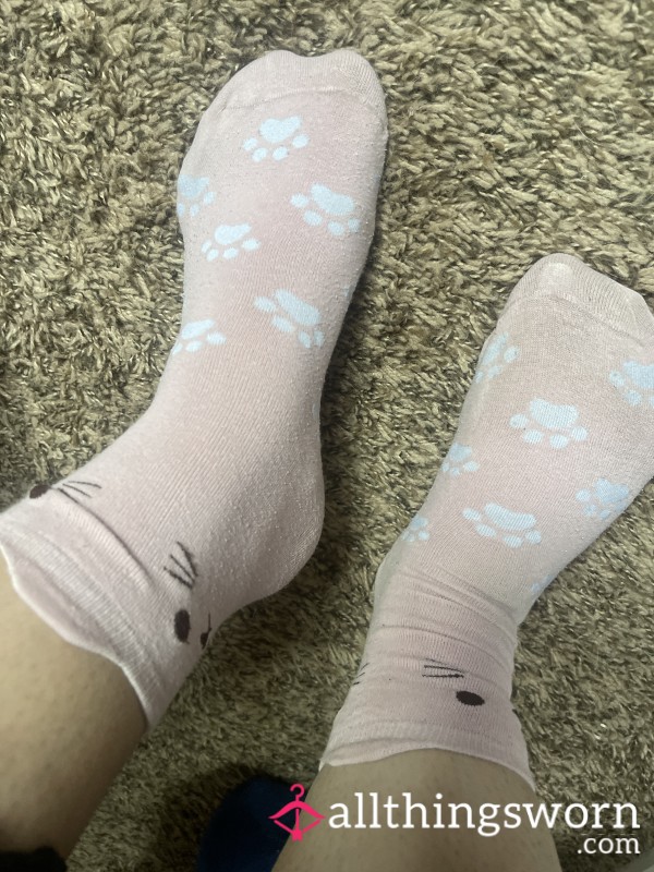 Cute Pink Cat Socks