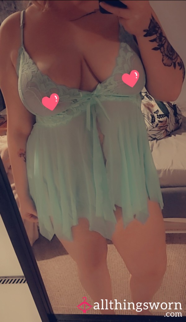 Cute Turquoise Lingerie With Matching Thongs