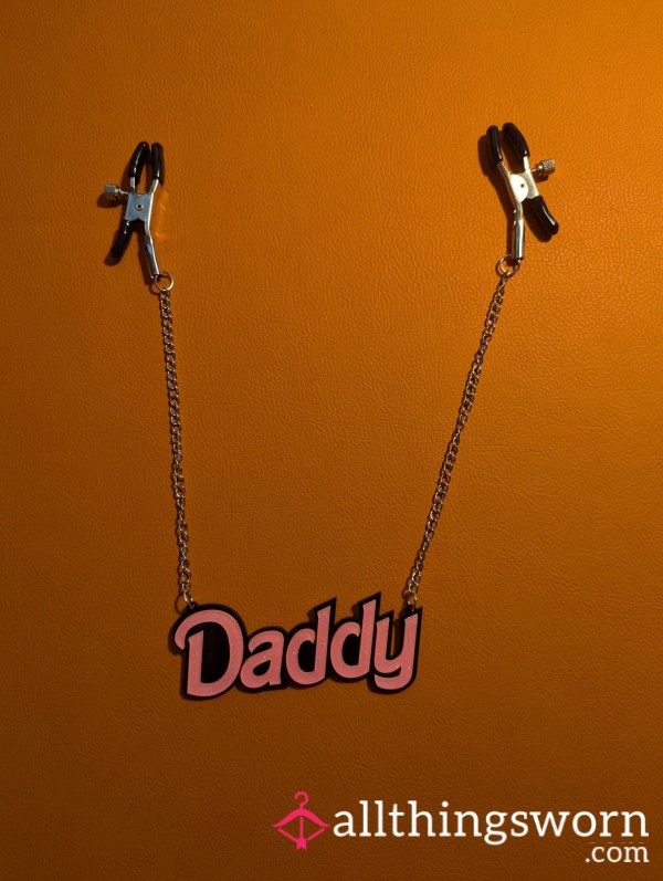 "Daddy" Nipple Clamps On Chain