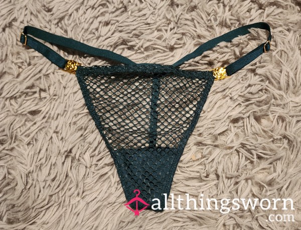 Dark Green Fishnet Thong