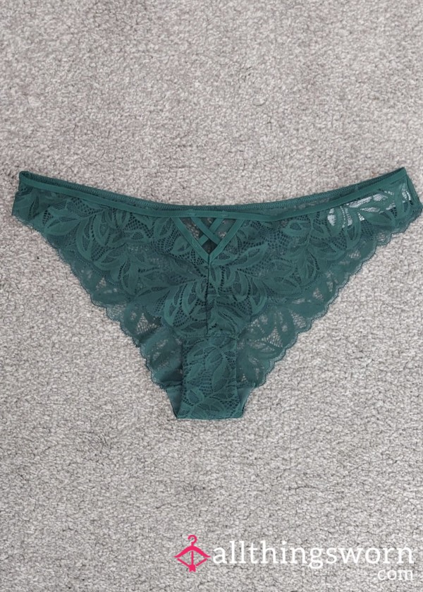 Dark Green Lacy Brazilian Panties