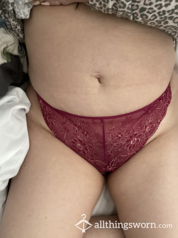 Dark Pink Lace Thong