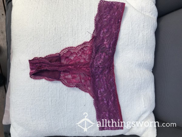 Deep Purple Lace And Detail Thong