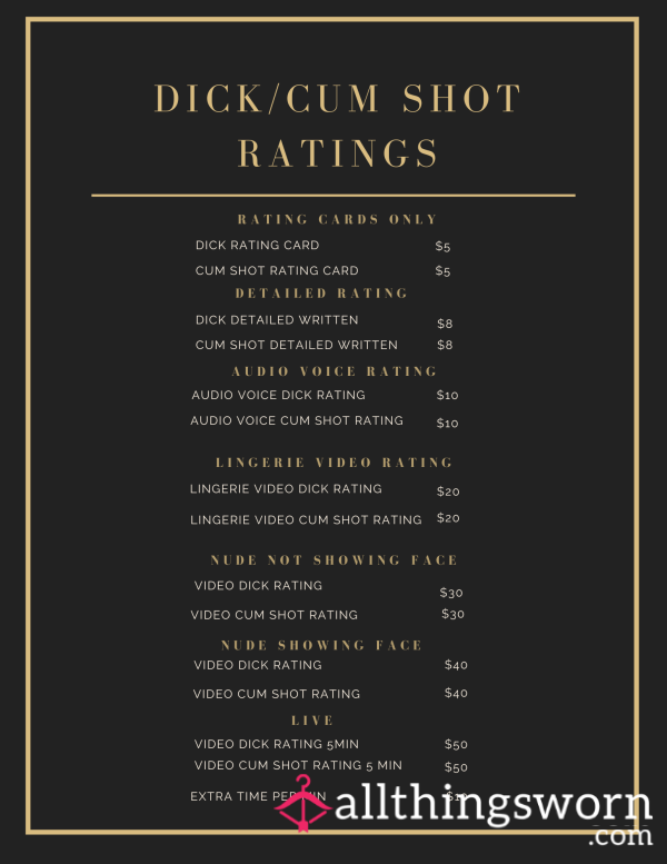 Dick/Cum Shot Ratings