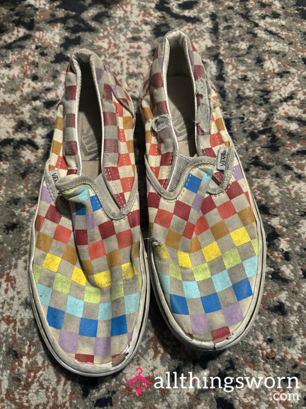 Dirty And Old! Rainbow Checkered Vans