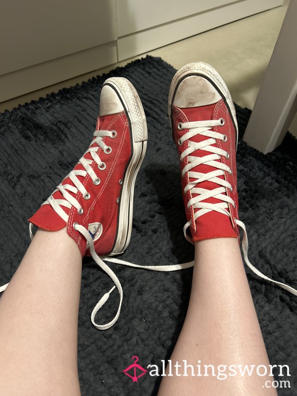 Dirty Red Converse Shoes