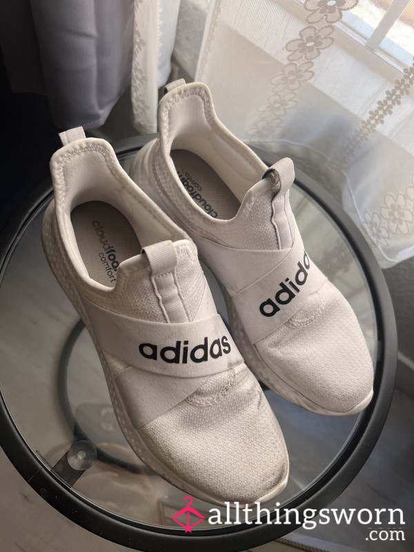 Dirty Well-Worn White Adidas Sneakers (Size 10)