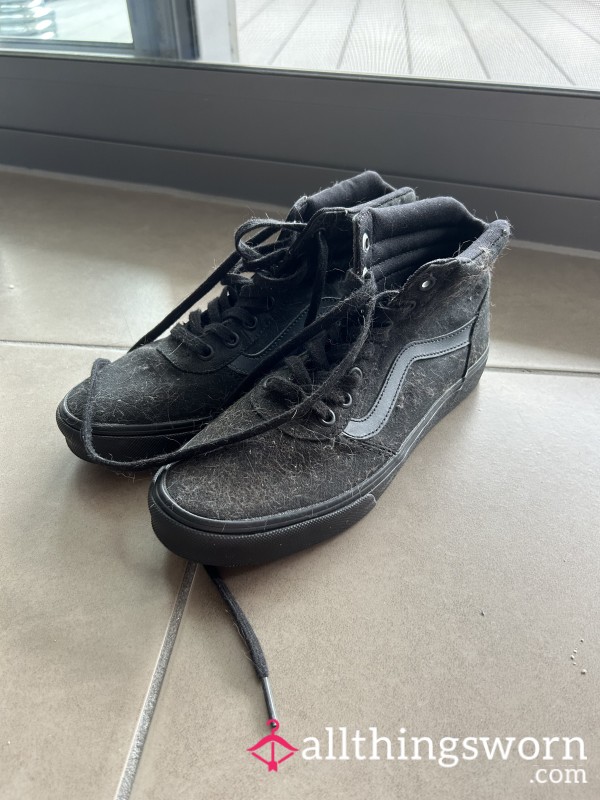 Dirty Worn Black High Top Vans Sneakers EU38