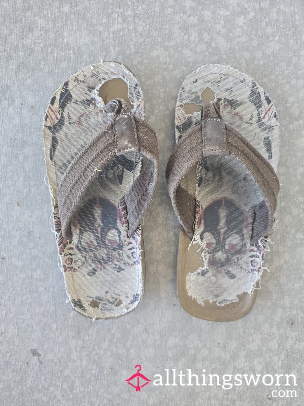 Dirty, Worn Boyfriend's Flipflops