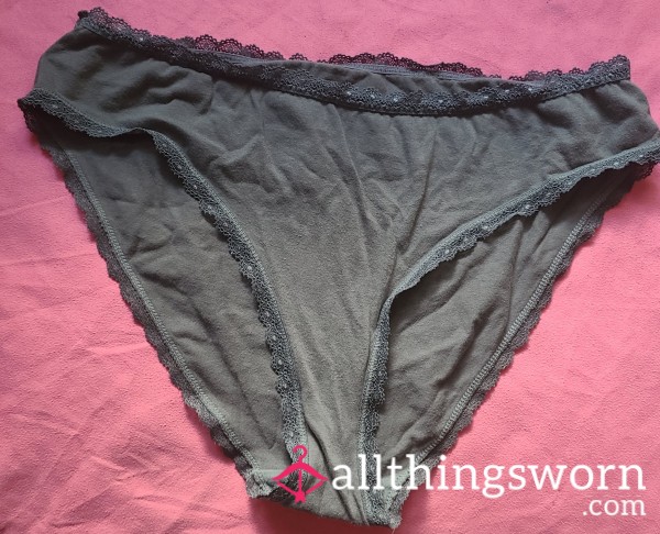 Faded, Old, & Heavy-Worn - Forest Green Grandma Panties - Size Small Cotton