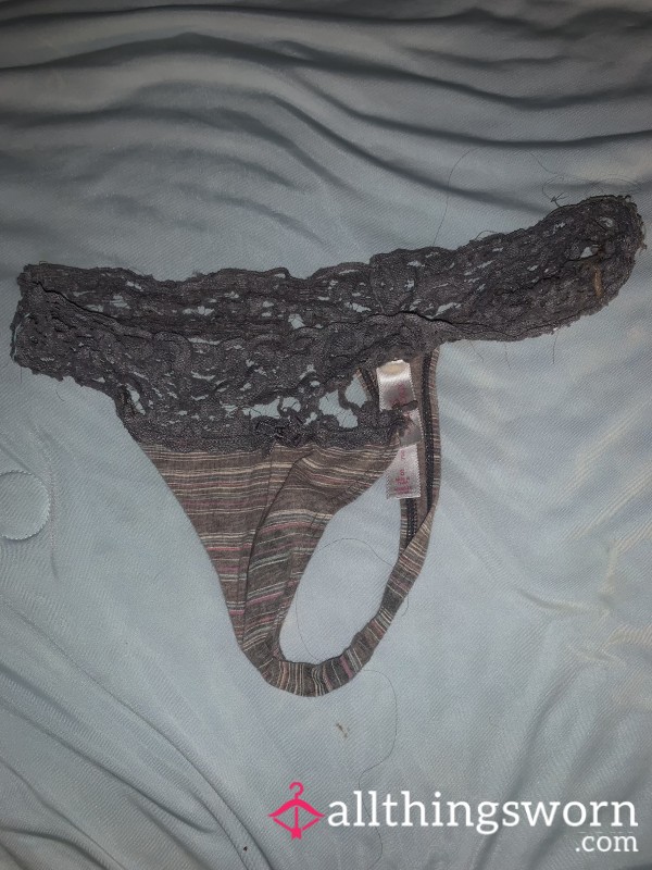 Faded To Grey Well-Worn Striped Thong