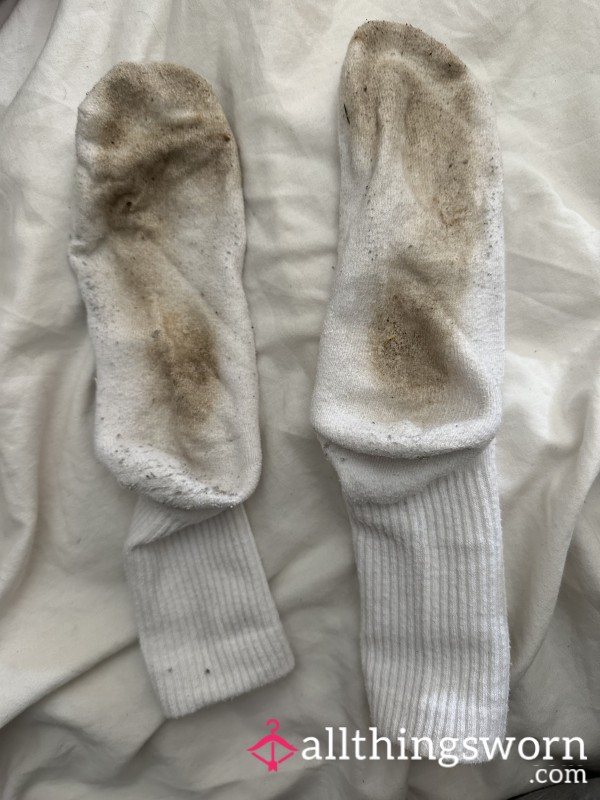 Filthy Worn White Sweaty Gym Socks