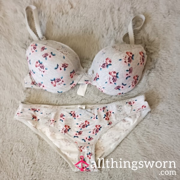 Floral Cotton Bra And Panty Set