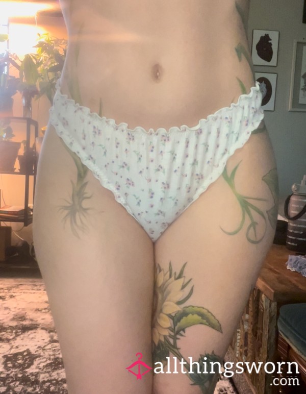 Floral Frilly Thong