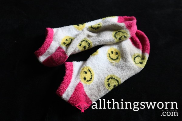 Fluffy Smiley Face Socks