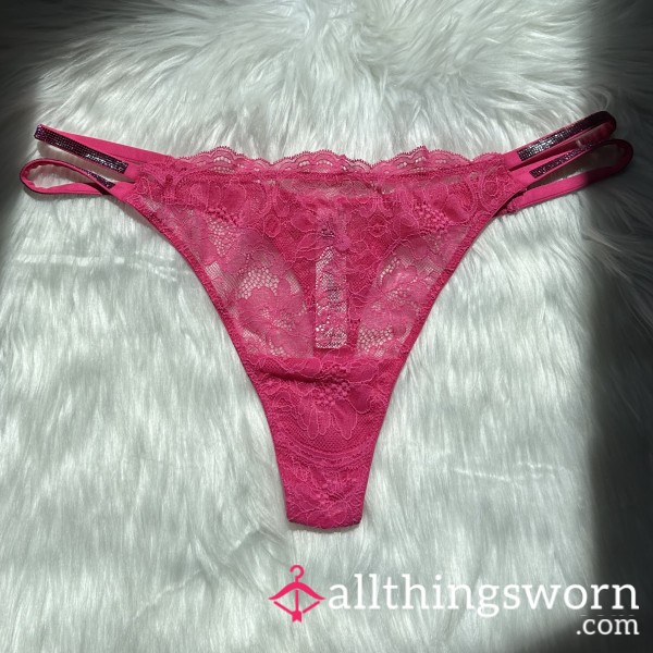 Forever Pink Double Strap Lace Thong