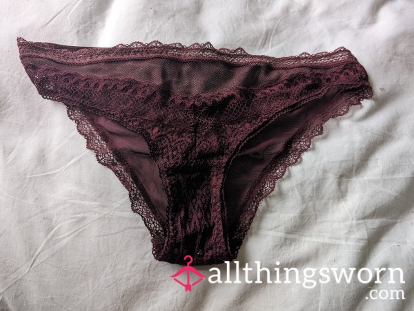 Burgundy Lace Panties, Being Worn At Work Today 😉