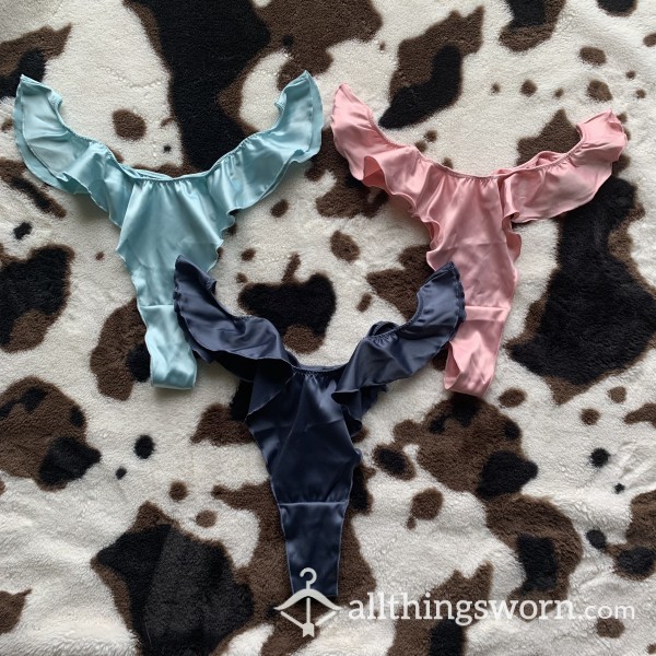Frilly Satin Thongs —You Choose How I Wear Them