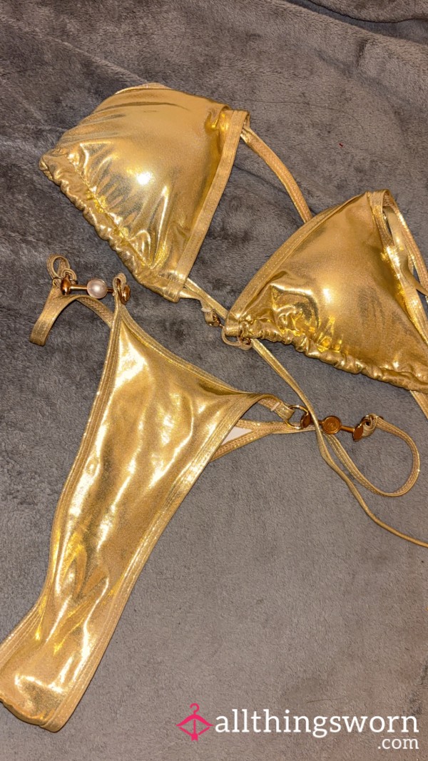 Gold Metallic Bikini 👙